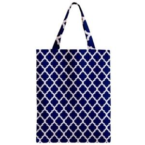 NWT - Navy Blue Lattice Tote Bag Geometric Printed